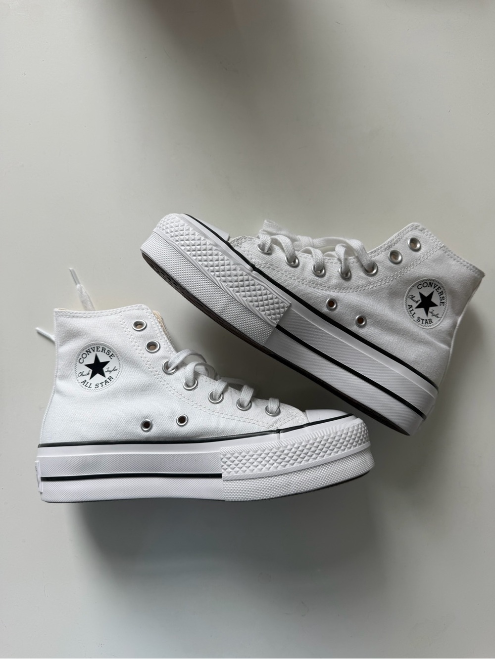 Converse White High Top Platform Sneakers